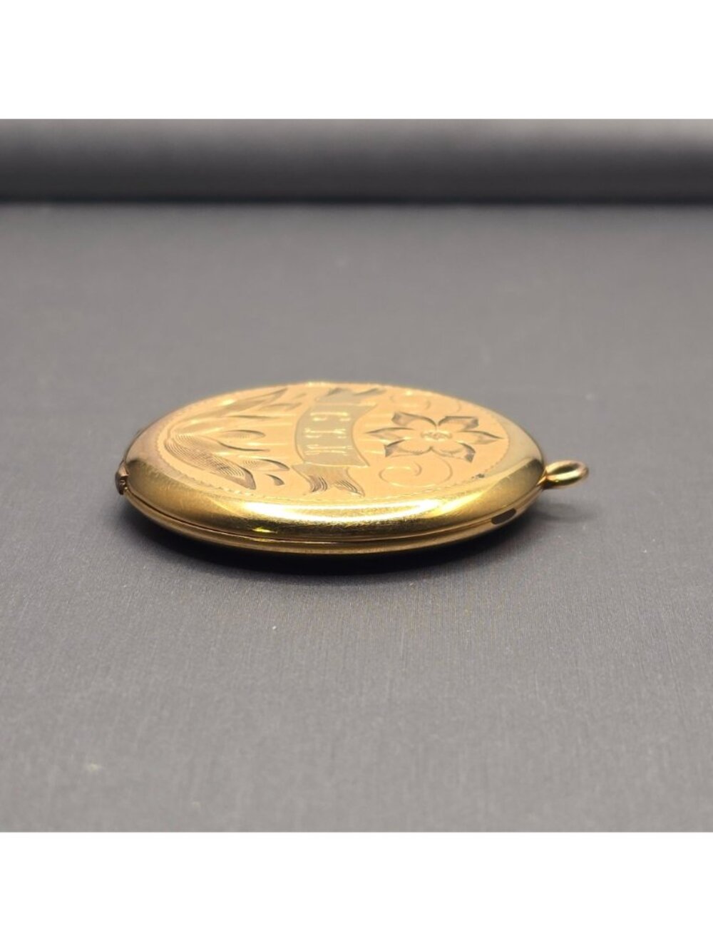 Victorian Revival Gold Filled Locket Pendant Round Floral Engraved 1974 - Picture 2 of 15